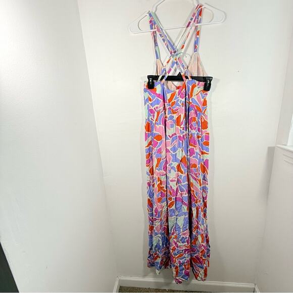 FRNCH Paris Amande Multicolor Geometric Maxi Tiered Textured Dress Small - Picture 13 of 16